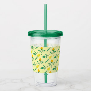 Florentijn met gele roos en tulpbloemen acryl drinkbeker