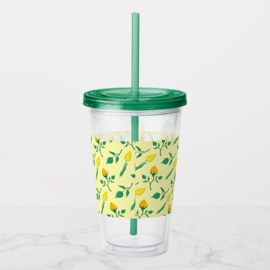 Florentijn met gele roos en tulpbloemen acryl drinkbeker (Rechts)