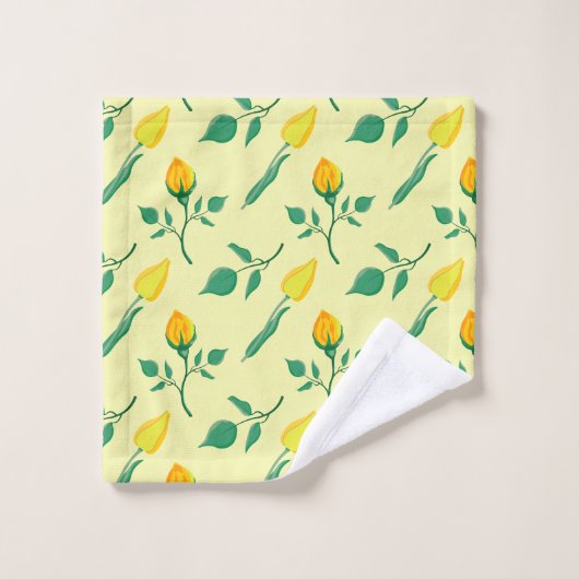 Florentijn met gele roos en tulpbloemen bad handdoek (Wasdoekje)