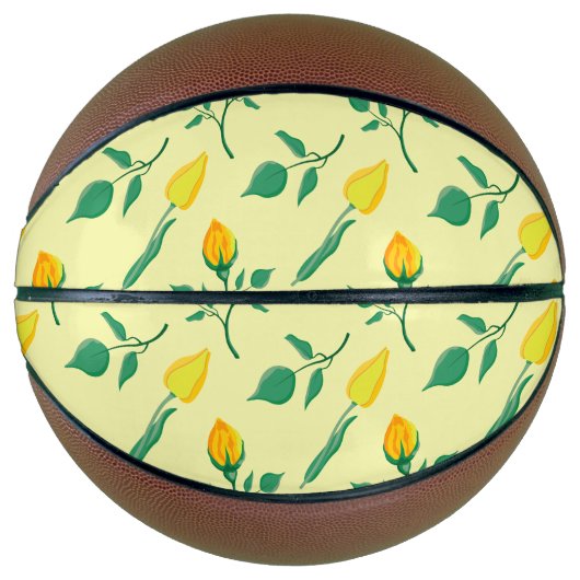 Florentijn met gele roos en tulpbloemen basketbal (Voorkant)