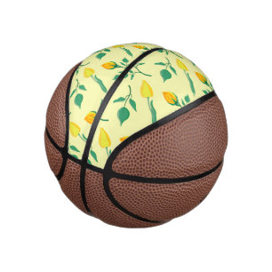 Florentijn met gele roos en tulpbloemen basketbal