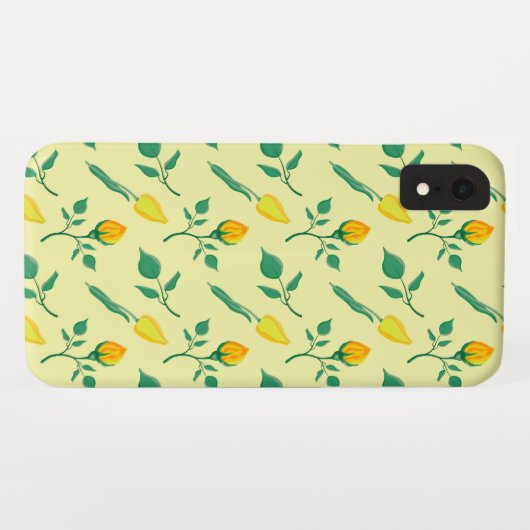 Florentijn met gele roos en tulpbloemen Case-Mate iPhone case (Achterkant (horizontaal))
