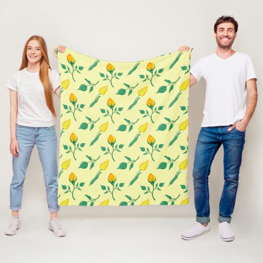 Florentijn met gele roos en tulpbloemen fleece deken (In situ)