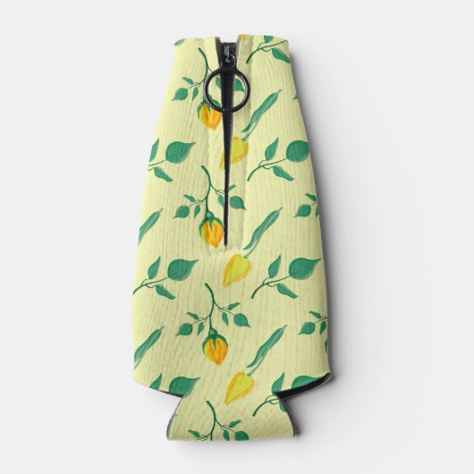 Florentijn met gele roos en tulpbloemen flesjeskoeler (Achterkant)