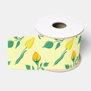 Florentijn met gele roos en tulpbloemen grosgrain lint