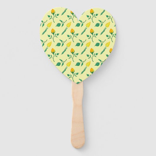 Florentijn met gele roos en tulpbloemen handwaaier (Voorkant)