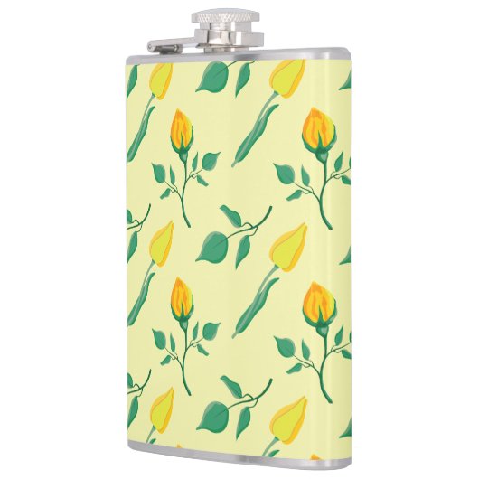 Florentijn met gele roos en tulpbloemen heupfles (Links)