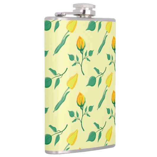 Florentijn met gele roos en tulpbloemen heupfles (Rechts)