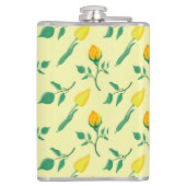 Florentijn met gele roos en tulpbloemen heupfles (Achterkant)