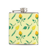 Florentijn met gele roos en tulpbloemen heupfles (Voorkant)