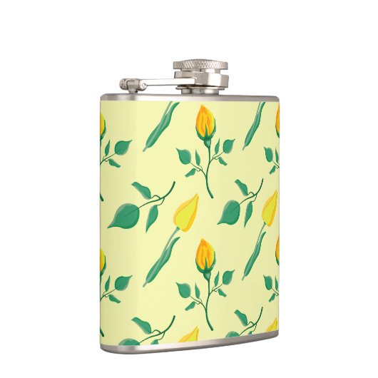 Florentijn met gele roos en tulpbloemen heupfles (Rechts)