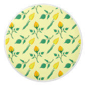 Florentijn met gele roos en tulpbloemen keramische knop (Voorkant)