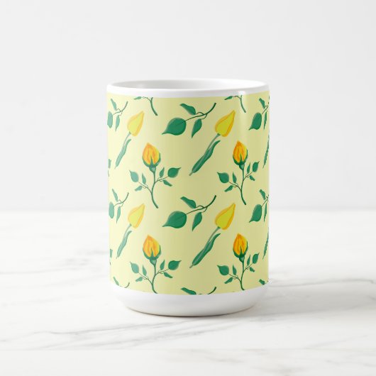 Florentijn met gele roos en tulpbloemen magische mok (Midden)