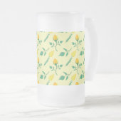 Florentijn met gele roos en tulpbloemen matglas bierpul (Voorkant rechts)