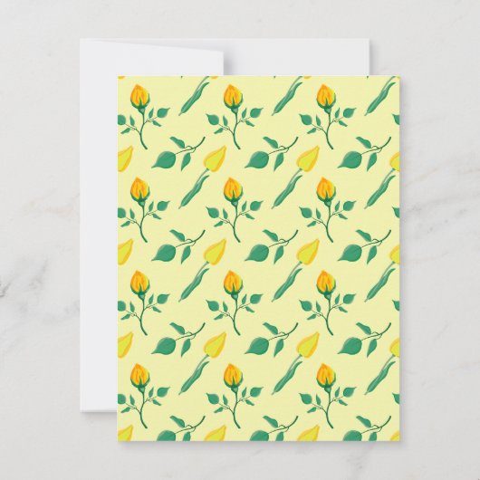 Florentijn met gele roos en tulpbloemen notitiekaartje (Achterkant)