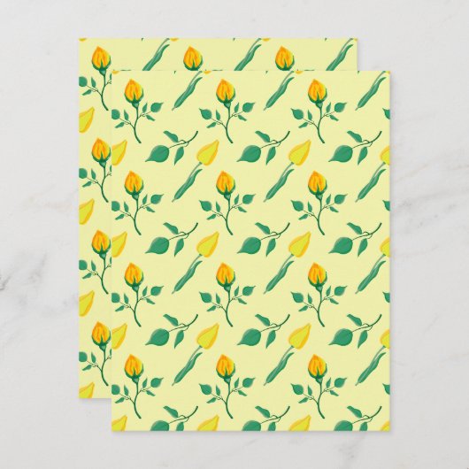 Florentijn met gele roos en tulpbloemen notitiekaartje (Voorkant / Achterkant)