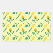 Florentijn met gele roos en tulpbloemen rechthoekige sticker (Voorkant)