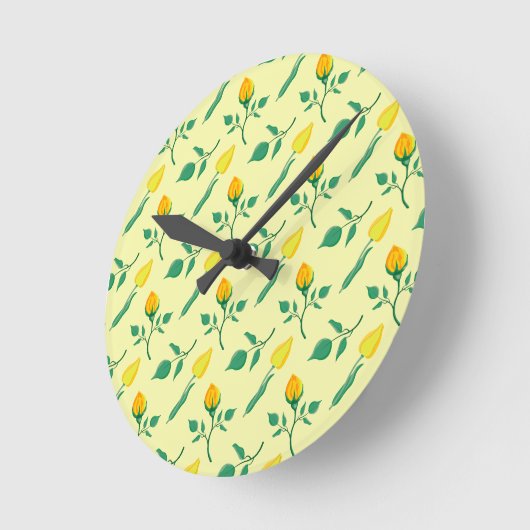 Florentijn met gele roos en tulpbloemen ronde klok (Hoek)