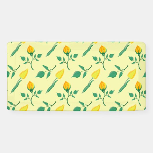 Florentijn met gele roos en tulpbloemen spandoek (Horizontaal)