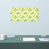 Florentijn met gele roos en tulpbloemen spandoek (Beurs)