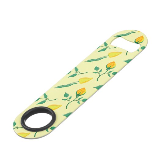 Florentijn met gele roos en tulpbloemen speed flessenopener (Achterkant Gekanteld)