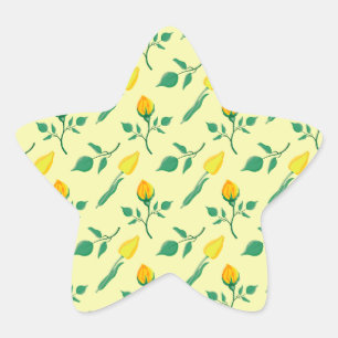 Florentijn met gele roos en tulpbloemen ster sticker
