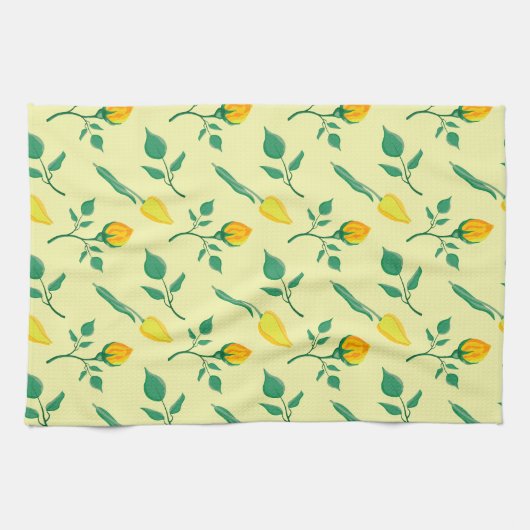 Florentijn met gele roos en tulpbloemen theedoek (Horizontaal)