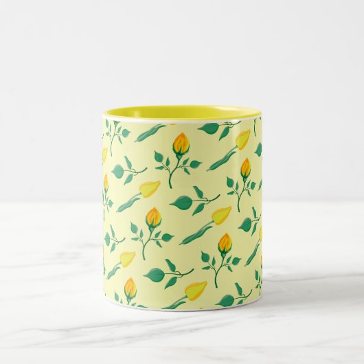 Florentijn met gele roos en tulpbloemen tweekleurige koffiemok (Center)