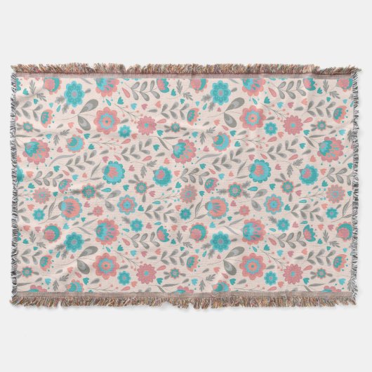 Florentijn voor blauwgroen en koraalfolk deken (Voorkant)