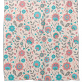 Florentijn voor blauwgroen en koraalfolk douchegordijn (Voorkant)