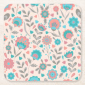 Florentijn voor blauwgroen en koraalfolk kartonnen onderzetters (Voorkant)