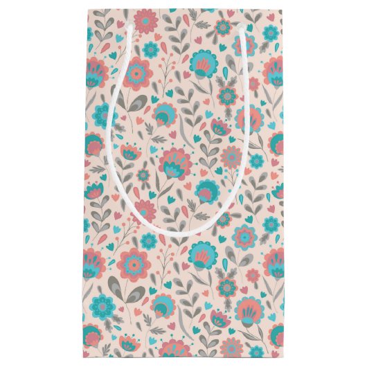 Florentijn voor blauwgroen en koraalfolk klein cadeauzakje (Voorkant)