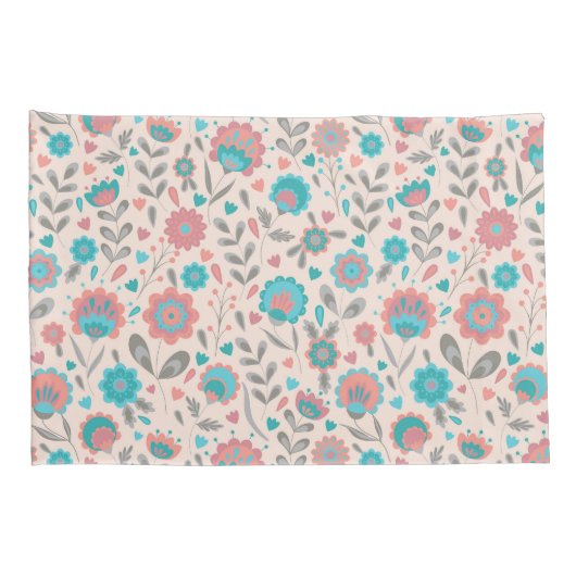 Florentijn voor blauwgroen en koraalfolk kussensloop (Achterkant-Rechts)