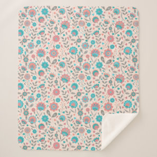 Florentijn voor blauwgroen en koraalfolk sherpa deken