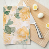 Florentijns patroon met gele rozen theedoek (Quarter Fold)