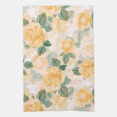 Florentijns patroon met gele rozen theedoek (Verticaal)