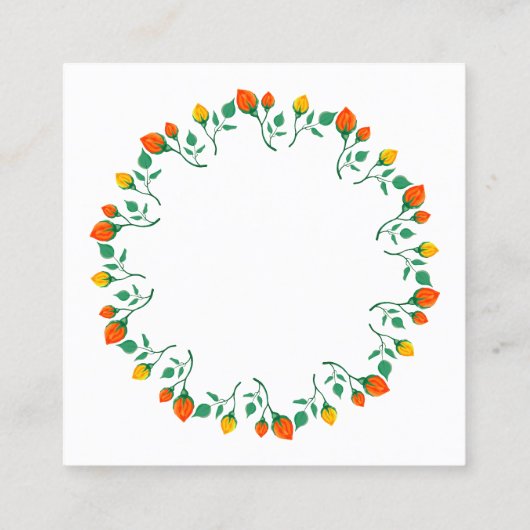 Florentijns rond lijst met gele en rode rozenbloem afsprakenkaartje (Achterkant)