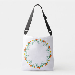 Florentijns rond lijst met gele en rode rozenbloem crossbody tas