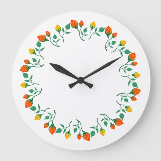 Florentijns rond lijst met gele en rode rozenbloem grote klok (Voorkant)