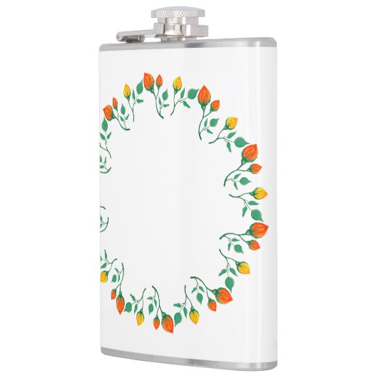 Florentijns rond lijst met gele en rode rozenbloem heupfles (Links)