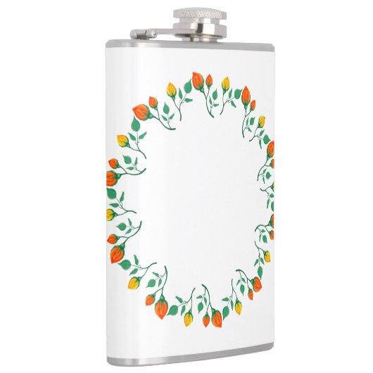 Florentijns rond lijst met gele en rode rozenbloem heupfles (Rechts)