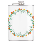 Florentijns rond lijst met gele en rode rozenbloem heupfles (Voorkant)