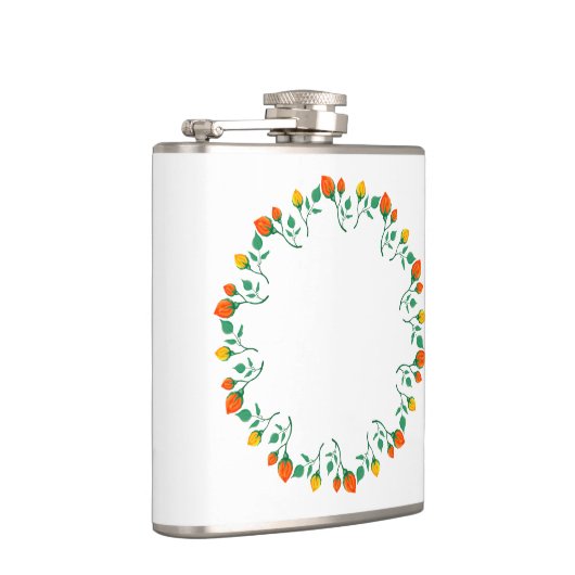 Florentijns rond lijst met gele en rode rozenbloem heupfles (Rechts)