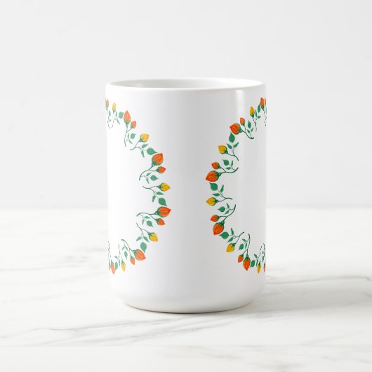 Florentijns rond lijst met gele en rode rozenbloem magische mok (Midden)