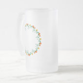 Florentijns rond lijst met gele en rode rozenbloem matglas bierpul (Voorkant links)