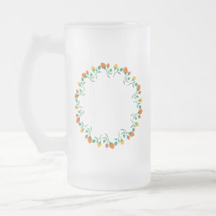 Florentijns rond lijst met gele en rode rozenbloem matglas bierpul