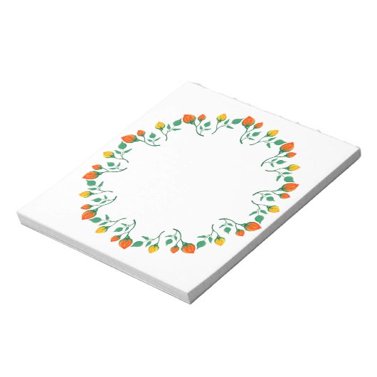 Florentijns rond lijst met gele en rode rozenbloem notitieblok (Linkerzijde)