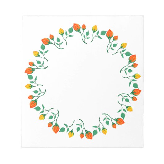 Florentijns rond lijst met gele en rode rozenbloem notitieblok (Voorkant)