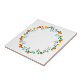 Florentijns rond lijst met gele en rode rozenbloem tegeltje (Zijkant)