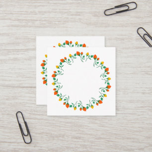 Florentijns rond lijst met gele en rode rozenbloem vierkante visitekaartje